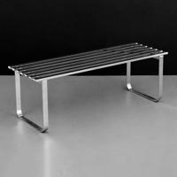 Chrome Slatted Bench, Manner of Milo Baughman - Sold for $2,125 on 10-10-2020 (Lot 358).jpg